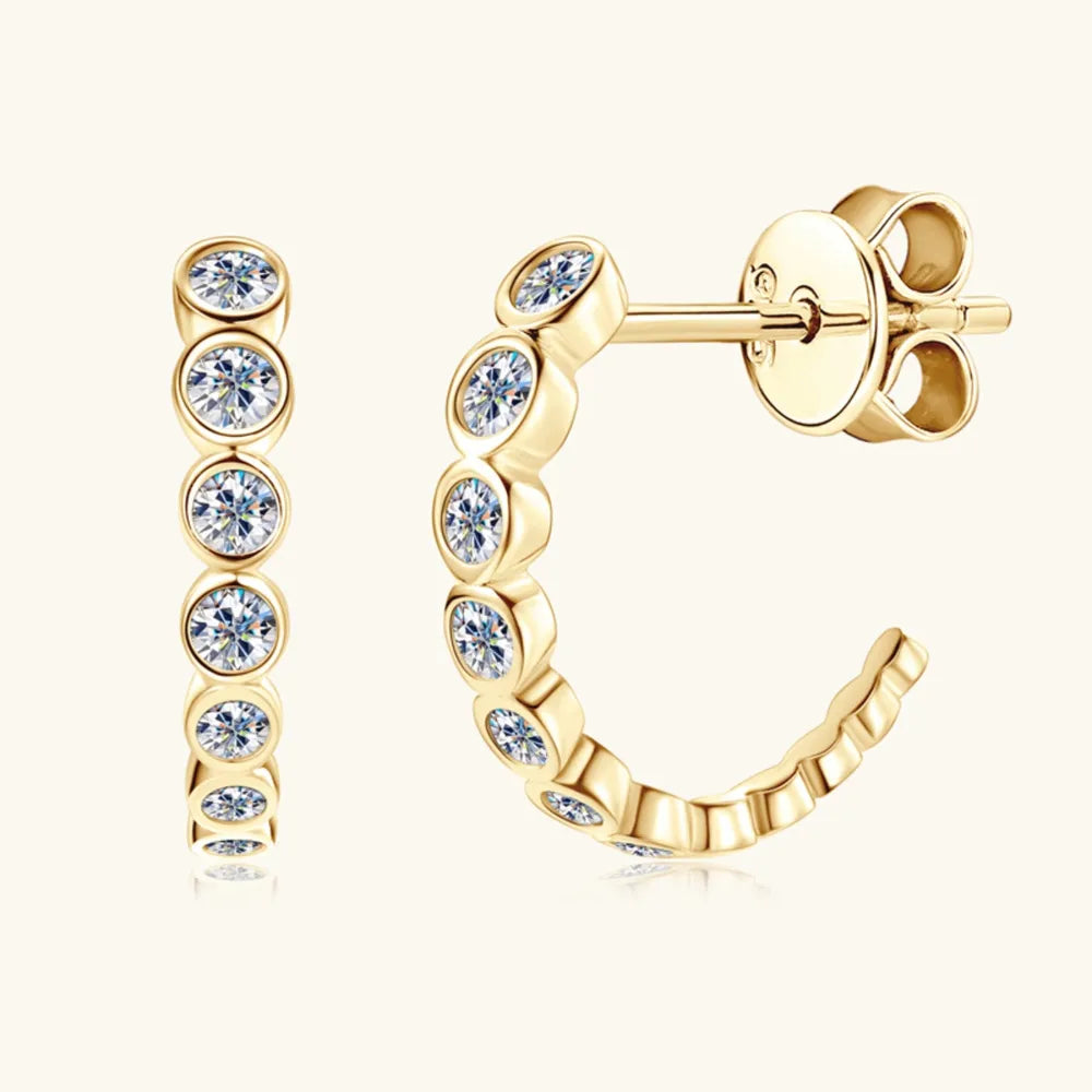 Inlaid Moissanite C-Hoop Earrings