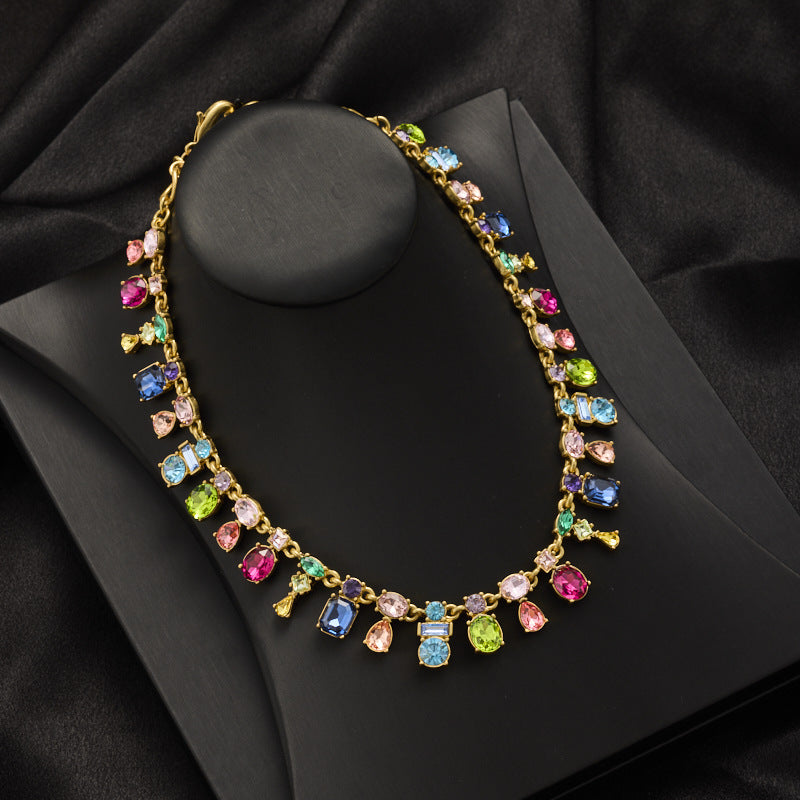 Colorful Crystal Light Luxury Clavicle Necklace