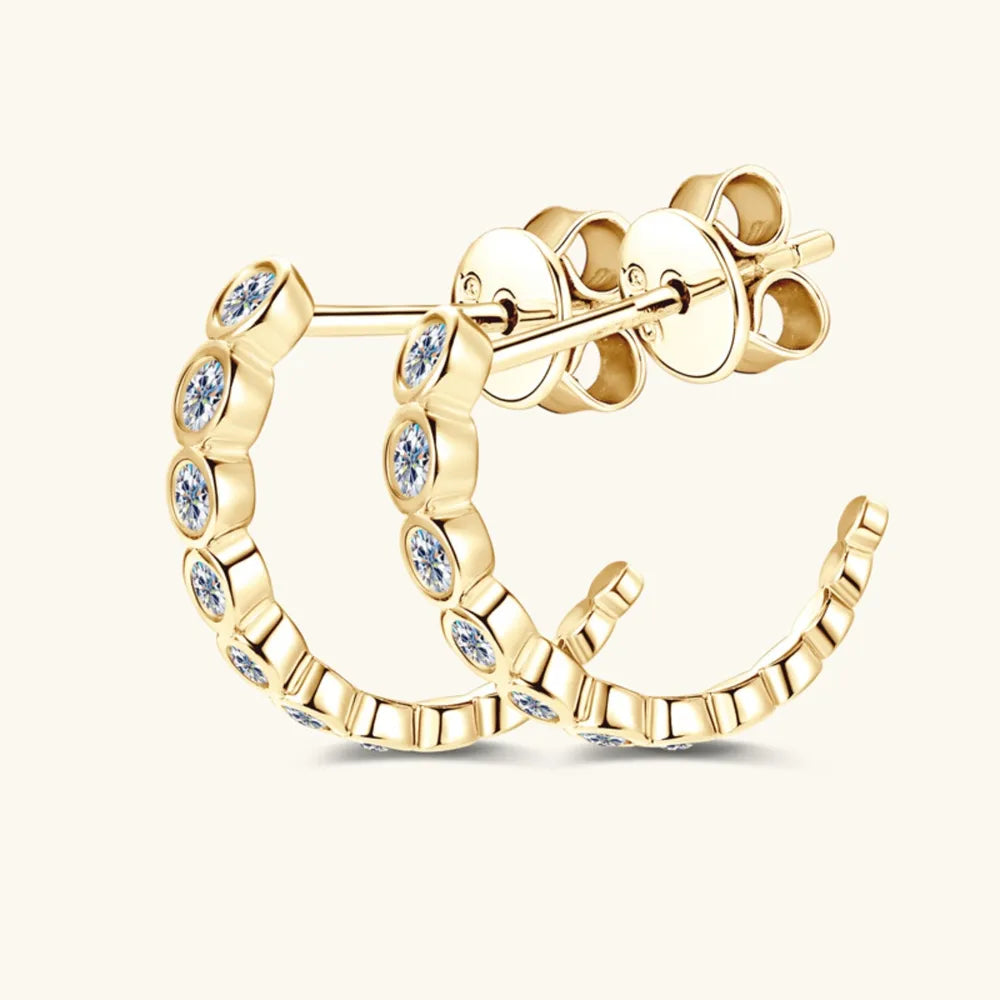 Inlaid Moissanite  C-Hoop Earrings