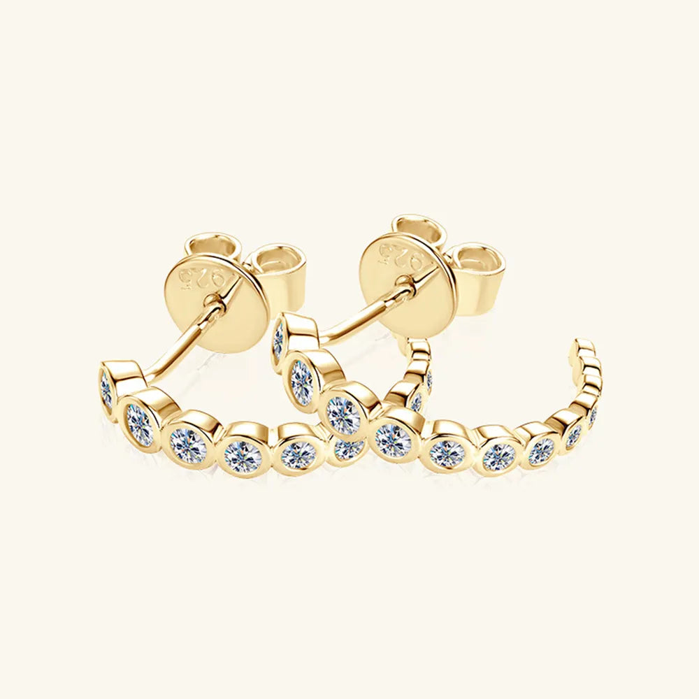 Inlaid Moissanite  C-Hoop Earrings