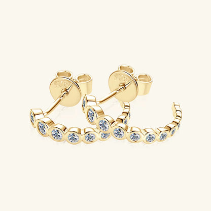 Inlaid Moissanite  C-Hoop Earrings