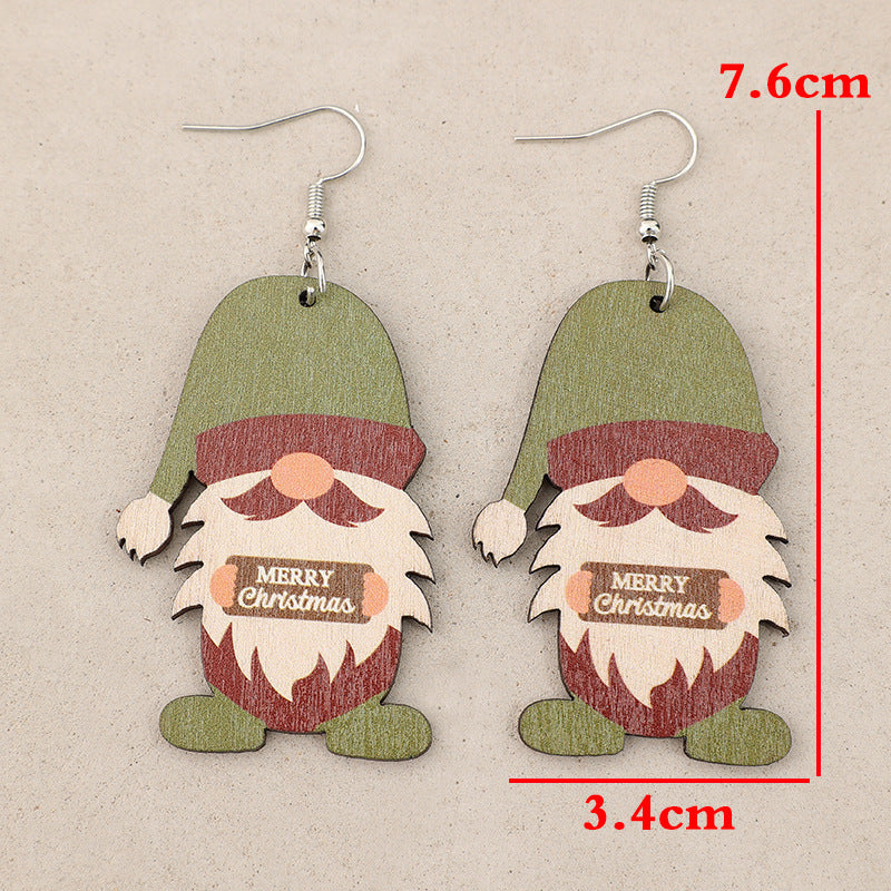 Wooden Gnome Dangle Earrings
