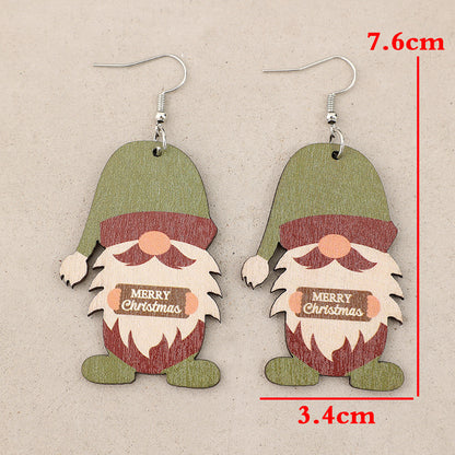 Wooden Gnome Dangle Earrings