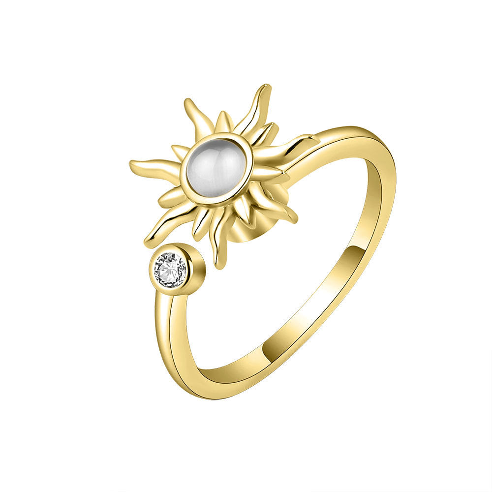 Sunflower Rotating Ring Anti-Stress Fidget Ring for Women