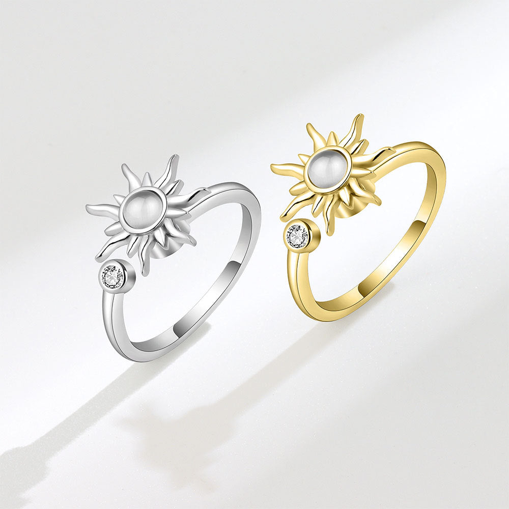 Sunflower Rotating Ring Anti-Stress Fidget Ring for Women