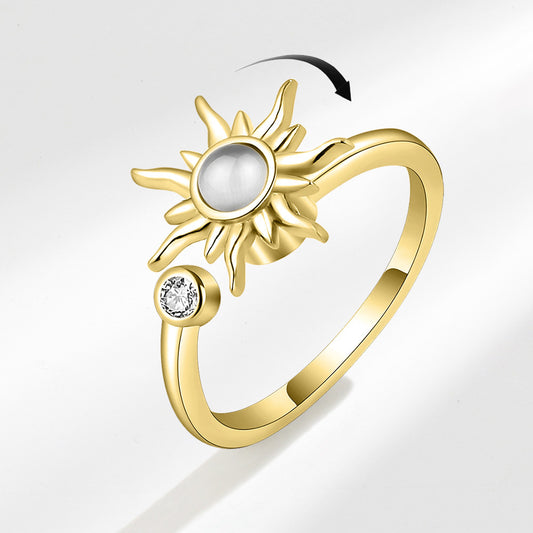 Sunflower Rotating Ring Anti-Stress Fidget Ring for Women