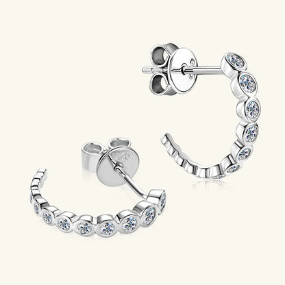 Inlaid Moissanite  C-Hoop Earrings