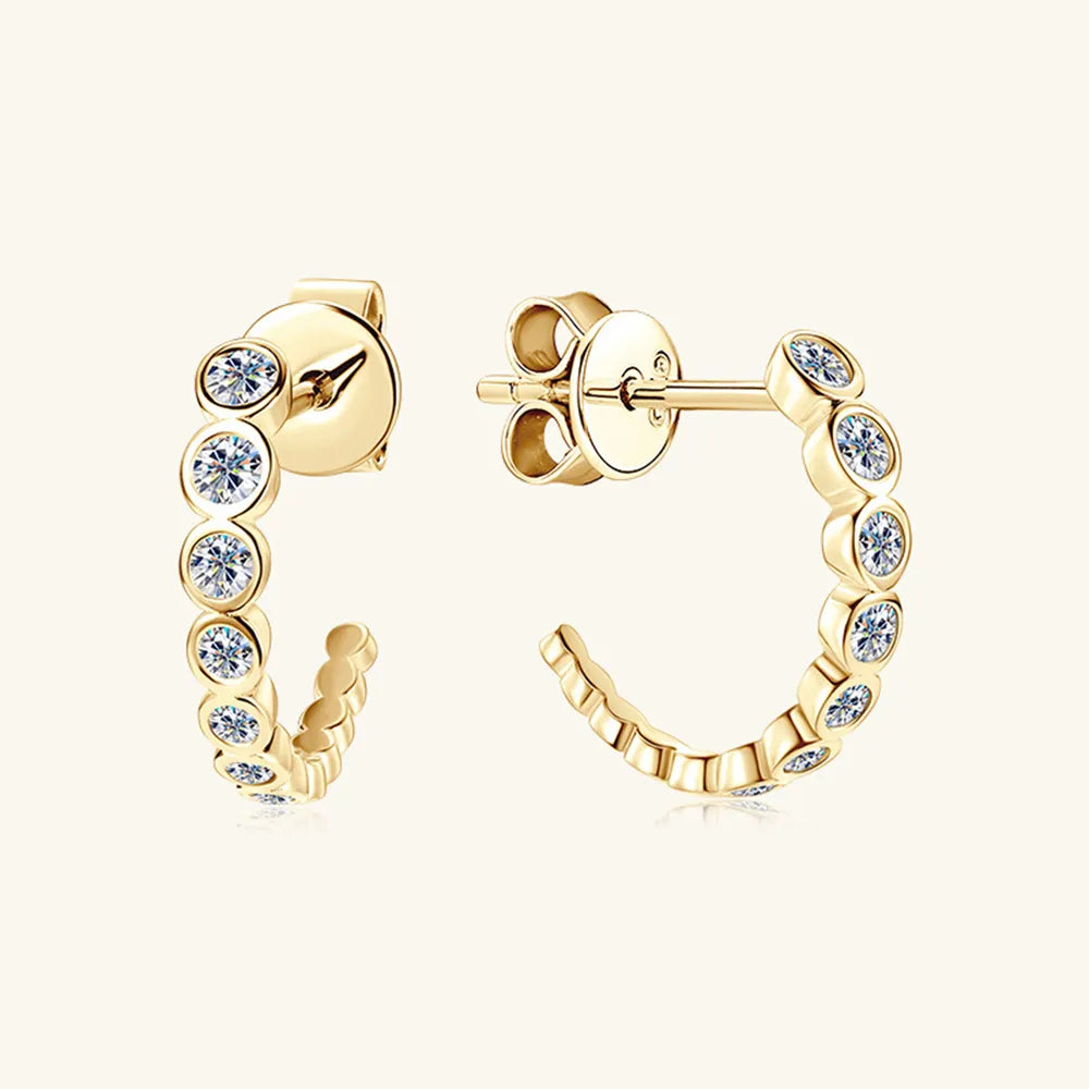 Inlaid Moissanite  C-Hoop Earrings