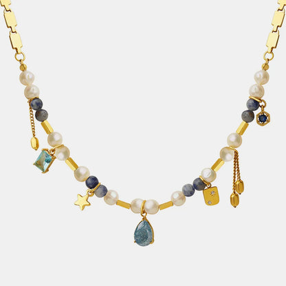 Natural stone freshwater pearl necklace necklace collarbone chain for girls