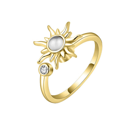 Sunflower Rotating Ring Anti-Stress Fidget Ring for Women
