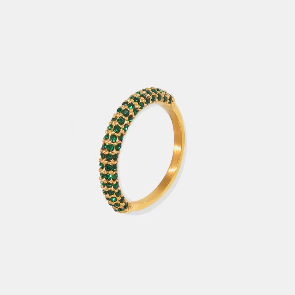 Zircon Light Luxury Ring Stainless Steel PVD Plated Finger Ring Jewelry