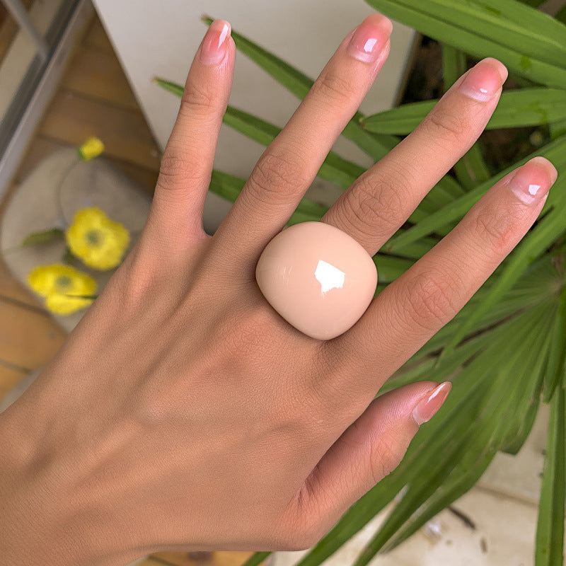 Artistic Retro Resin Geometric Ring, Unique Style Index Finger Ring