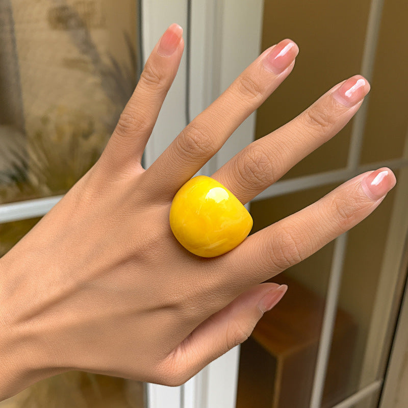 Artistic Retro Resin Geometric Ring, Unique Style Index Finger Ring