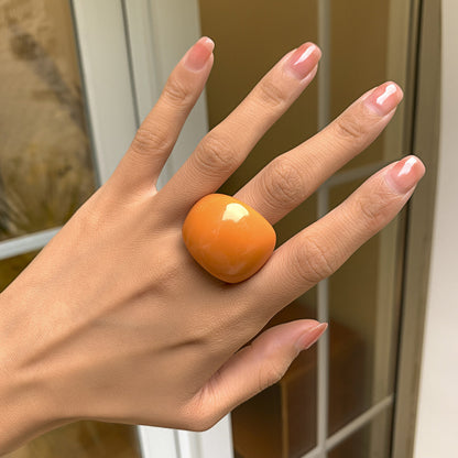 Artistic Retro Resin Geometric Ring, Unique Style Index Finger Ring