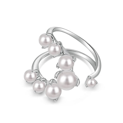 Irregular Pearl Inlaid Open Ring with Personal Charm