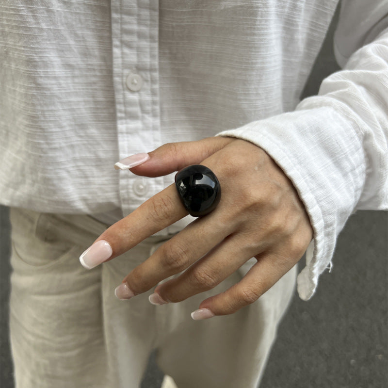 Artistic Retro Resin Geometric Ring, Unique Style Index Finger Ring